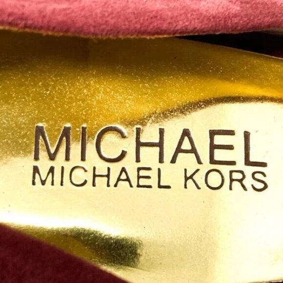 MICHAEL Michael Kors Maroon Suede Gold Stud Almond-Toe Pumps - Size 9 - Picture 7 of 8